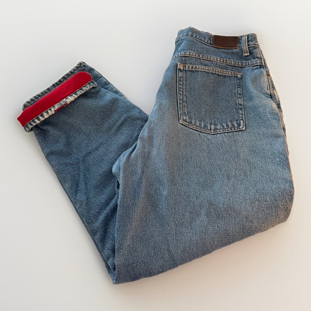 Vintage LL BEAN Distressed Fleece Lined High Rise Relaxed Jeans Women’s Size 16